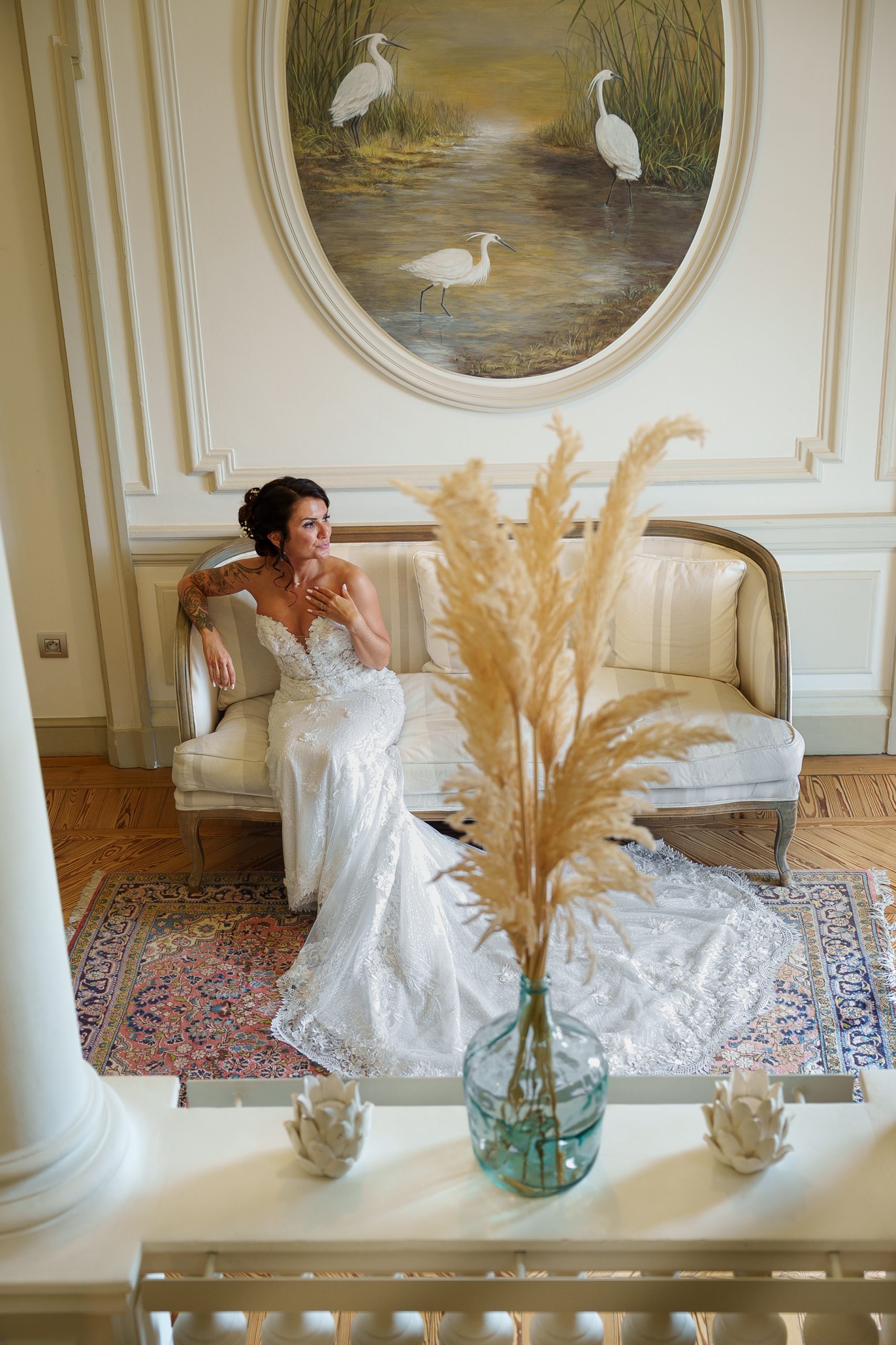 portrait-mariee-pose-escalier-chateau